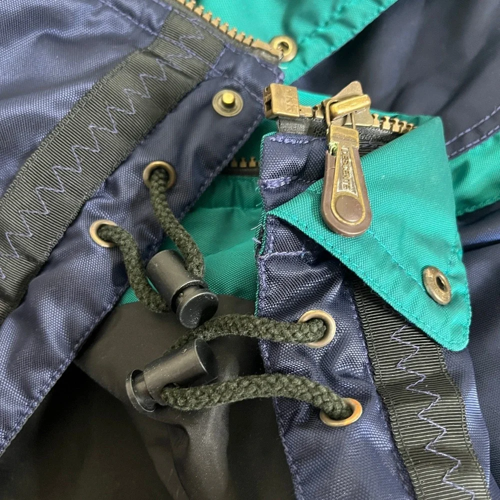 VTG Descente Men's Navy Teal Ski Snowboard Jacket Hooded Zip Up‎ Winter size XL
